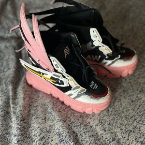 Anthony Wang Women's Pink and Black Platform Sneakers - G 04 Pink (Gooseberry)